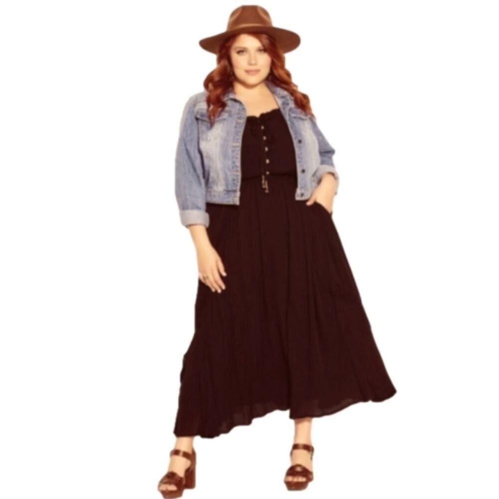 City Chic Lost Angel black off shoulder Maxi dress size XL 22 3X new!!!